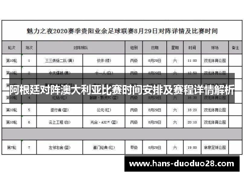 阿根廷对阵澳大利亚比赛时间安排及赛程详情解析 阿根廷对阵澳大利亚比赛时间安排及赛程详情解析